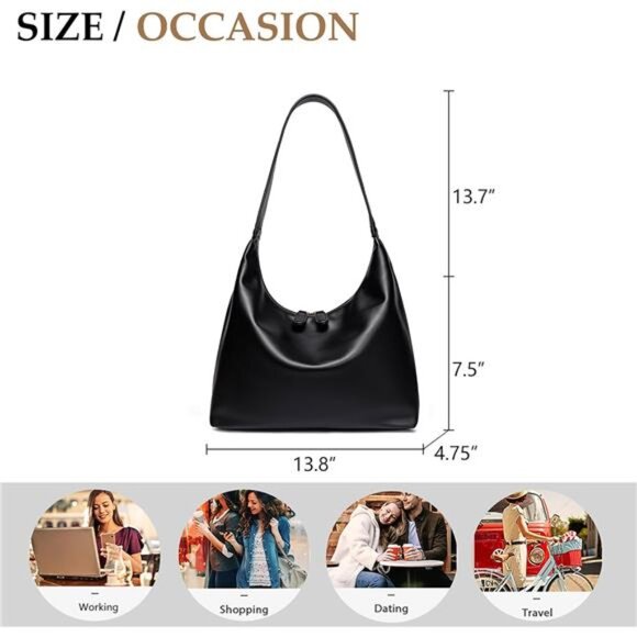 Vegan Leather Hobo Bags Black - Picture 6 of 6
